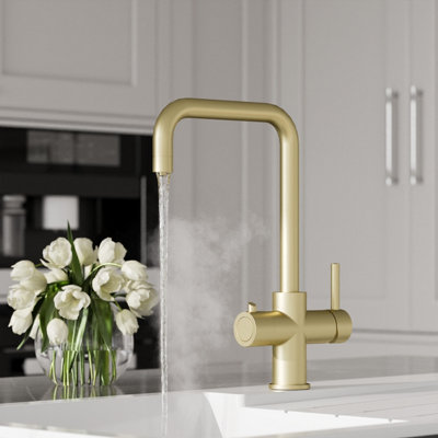 3 in 1 Instant Hot Water Kitchen Sink Tap, Tank and Filter - Brushed Brass - Balterley