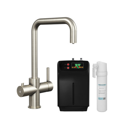 3 in 1 Instant Hot Water Kitchen Sink Tap, Tank and Filter - Brushed Steel - Balterley