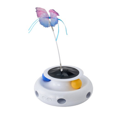 3-in-1 Interactive Rechargeable Cat Toy with Butterfly, Rolling Ball ...