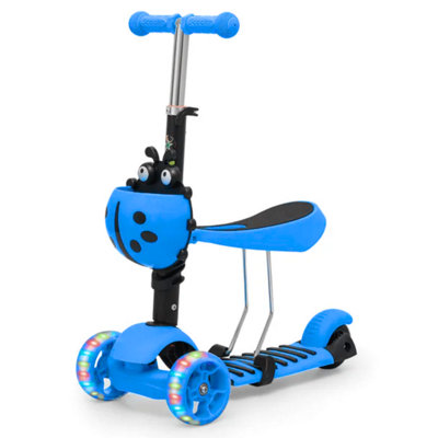 Kids 3-Wheel Adjustable Scooter with Seat – Yellow & Blue Balance