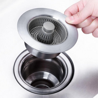 3 in 1 Kitchen Sink Drain Strainer Stopper Upgraded All 304 Stainless ...
