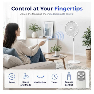 3-in-1 Pedestal Fan with Digital Touch Controls, Remote Control & Timer