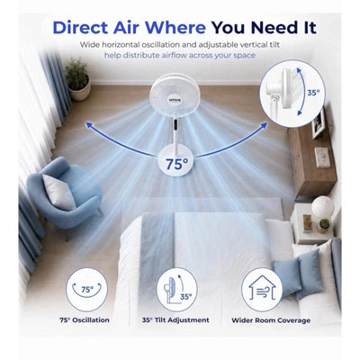3-in-1 Pedestal Fan with Digital Touch Controls, Remote Control & Timer