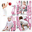 3 in 1 Pink and Grey Slide and Swing Set Play Set with Basketball Hoop W 1330 x D 1530 x H 1030 mm