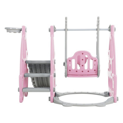 3 in 1 Pink and Grey Slide and Swing Set Play Set with Basketball Hoop W 1330 x D 1530 x H 1030 mm - 5