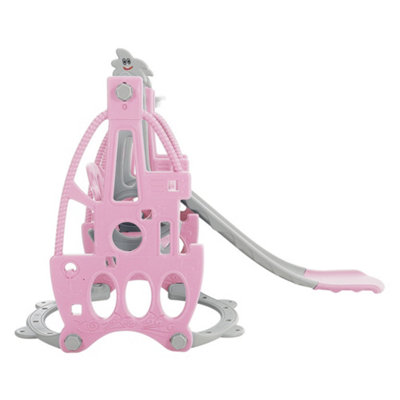 3 in 1 Pink and Grey Slide and Swing Set Play Set with Basketball Hoop W 1330 x D 1530 x H 1030 mm - 6