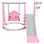 3 in 1 Pink Children Kids Toddler Slide and Swing Set Play Set with Basketball Hoop W 1350 x D 1850 x H 1050 mm