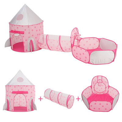 in Pink Kids Play Tent Pop up Rocket Tent Teepee Garden Toys