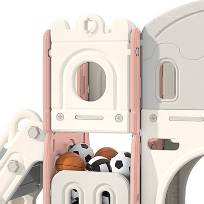 3 in 1 Pink Slide Set Play Set with Storage Place&Basket Hoop W 1900 x D 1650 x H 1060 mm - 3