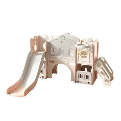 3 in 1 Pink Slide Set Play Set with Storage Place&Basket Hoop W 1900 x D 1650 x H 1060 mm - 4