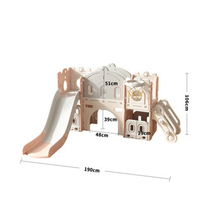 3 in 1 Pink Slide Set Play Set with Storage Place&Basket Hoop W 1900 x D 1650 x H 1060 mm - 5