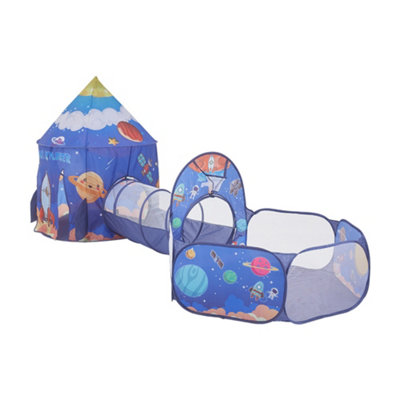3 in 1 Pop Up Kids Play Tent with Tunnel and Ball Pit Set,Portable Playhouse