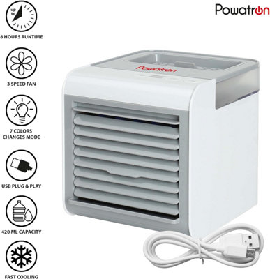 3 in 1 Portable Cool Unit Evaporative Air Cooler Chiller Conditioner Humidifier Purifier - With Soothing Mood Light - 3