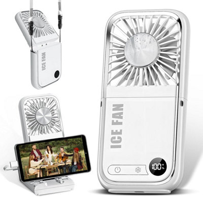 3 in 1 Portable Fan, Foldable Neckband Desk Fan, 3000mAh Power Bank ...
