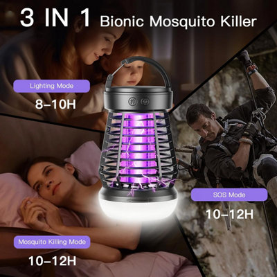 3-in-1 Portable Rechargeable Insect Trap, 2000mAh, Compact for Gardens ...