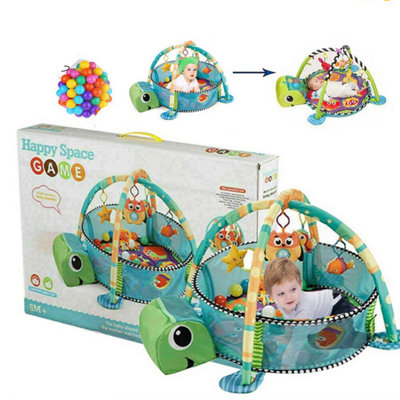 3 in 1 Turtle Activity Baby Infant Gym Play Floor Mat Ball Pit Toys