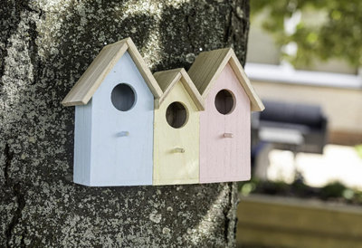 3 In 1 Wooden Wild Garden Bird Houses Nesting Box Predator Proof Small Birds