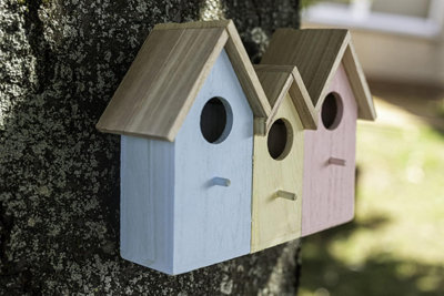 3 In 1 Wooden Wild Garden Bird Houses Nesting Box Predator Proof Small Birds - 4