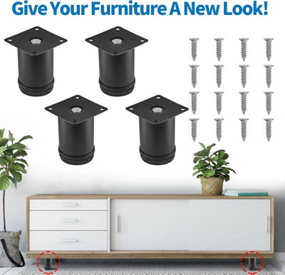 3 inch approx 7.6 cm metal furniture legs Stainless steel adjustable ...