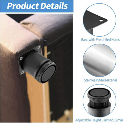 3 inch approx 7.6 cm metal furniture legs Stainless steel adjustable ...