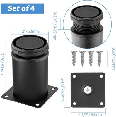 3 inch approx 7.6 cm metal furniture legs Stainless steel adjustable ...