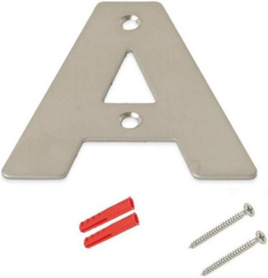 3 inch Brushed Stainless Steel House Letter Silver Door Mount Signage with Screws Modern & Weatherproof (Letter A)