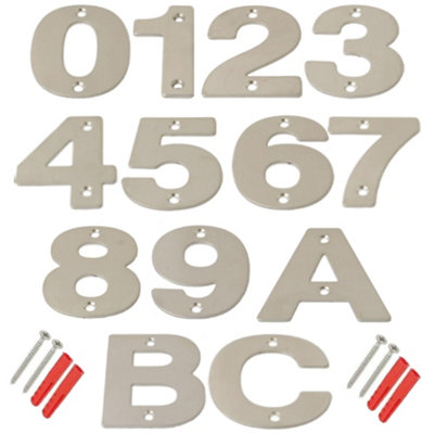 3 inch Brushed Stainless Steel House Number Silver Door Mount Signage ...