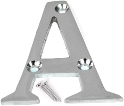 3 inch Satin Chrome Screw On Door Letter Rustproof & Durable For Wood, uPVC & Composite Doors (Letter A)