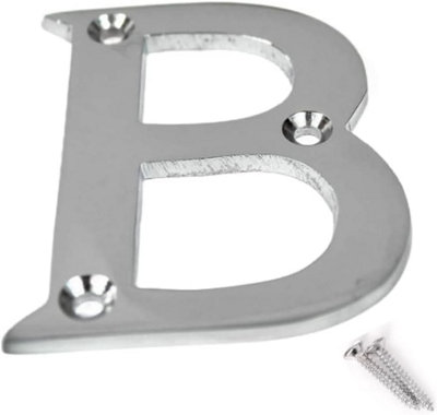 3 inch Satin Chrome Screw On Door Letter Rustproof & Durable For Wood, uPVC & Composite Doors (Letter B)