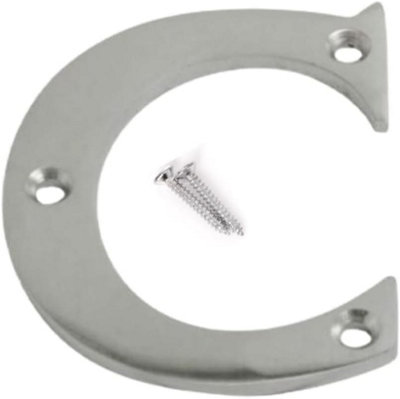 3 inch Satin Chrome Screw On Door Letter Rustproof & Durable For Wood, uPVC & Composite Doors (Letter C)
