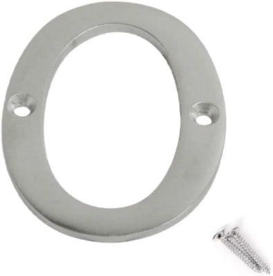 3 inch Satin Chrome Screw On Door Numbers Rustproof & Durable For Wood, uPVC & Composite Doors (Numeral 0)
