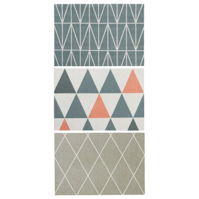 3 Indoor Mats Machine Washable Doormats Sage Green Modern Geometric