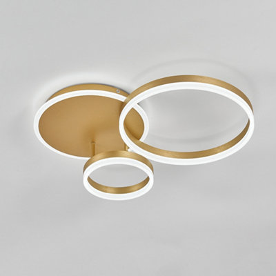 3 Lamp Classic Golden Loops Energy Efficient LED Ceiling Light Fixture Cool White 65cm