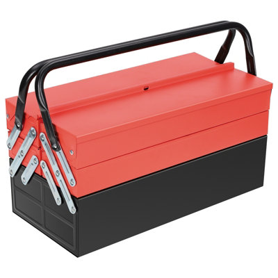 3-Layer 5-Tray Multi-Function Metal Tool Box,  Cantilever Folding Red Storage Box