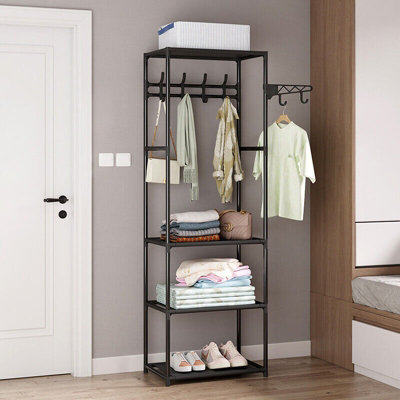 3 Level Storage Simple Hanging Coat Rail - Black | DIY at B&Q