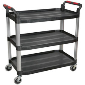 3 Level Wheeled Composite Workshop Trolley - 1140 x 513 x 960mm - 40kg Per Shelf