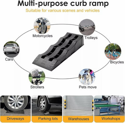 3 Levels Low Profile Car Ramps, Small Portable Car Lift Ramp