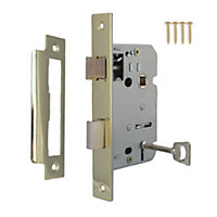 3 Lever Mortice Brass Sash Lock Key 3" 76mm Bolt Through Reversable Bathroom Handle Locks
