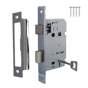 3 Lever Mortice Chrome Sash Lock Key 2.5" 64mm Bolt Through Reversable Bathroom Handle Locks