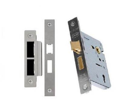 3 LEVER MORTICE SASH DOOR LOCK 2.5 INCH Brass Chrome