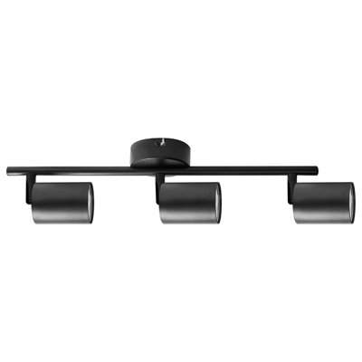 3-Light Black Metal Ceiling Spotlight with Adjustable Shades