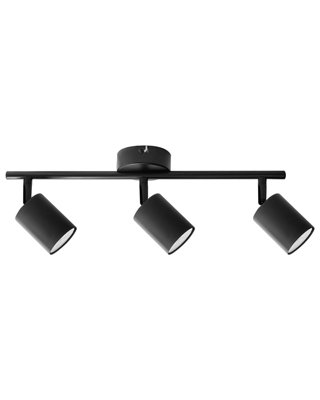 3-Light Black Metal Ceiling Spotlight with Adjustable Shades