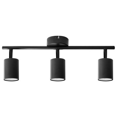 3-Light Black Metal Ceiling Spotlight with Adjustable Shades