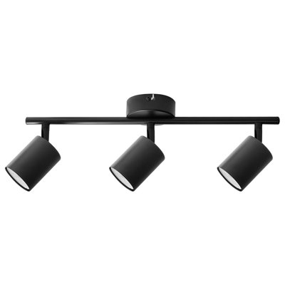 3-Light Black Metal Ceiling Spotlight with Adjustable Shades