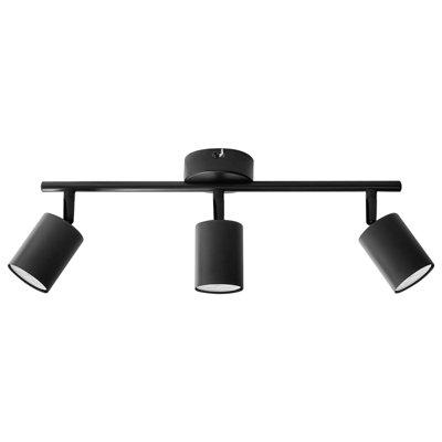 3-Light Black Metal Ceiling Spotlight with Adjustable Shades