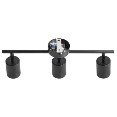 3-Light Black Metal Ceiling Spotlight with Adjustable Shades