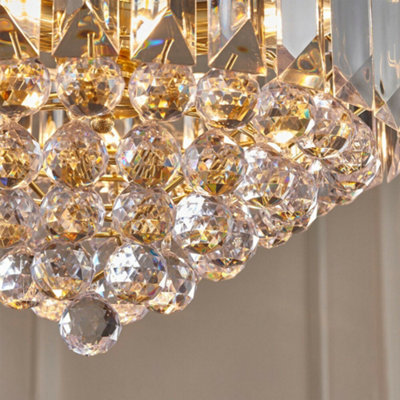 3 Light Chandelier Pendant BRASS & CLEAR Shade Hanging Ceiling Feature ...