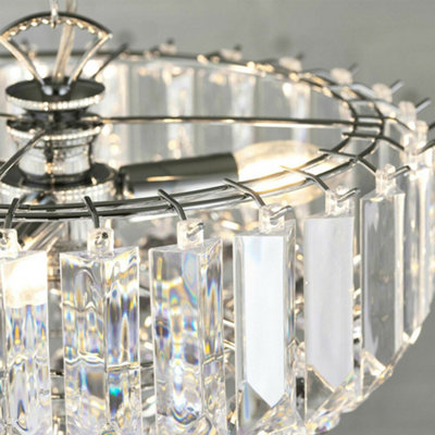 3 Light Chandelier Pendant CHROME CLEAR Shade Hanging Ceiling Feature ...