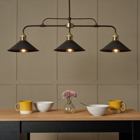 3 Light Industrial Style Diner Pendant - Bronze