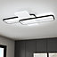 3 Lights Modern Rectangular LED Semi Flush Ceiling Light Fixture 110CM White Light